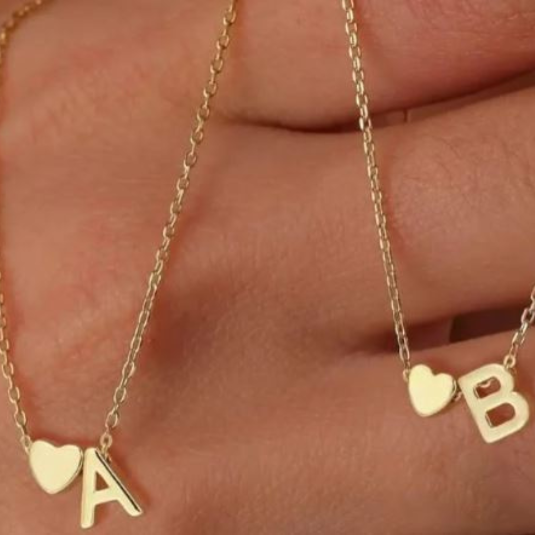 COLLAR PERSONALIZADO: INICIALES + CORAZÓN | ENVÍO GRATIS ❤️📿